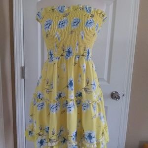 Yellow Smocked Sun Dress Size Medium